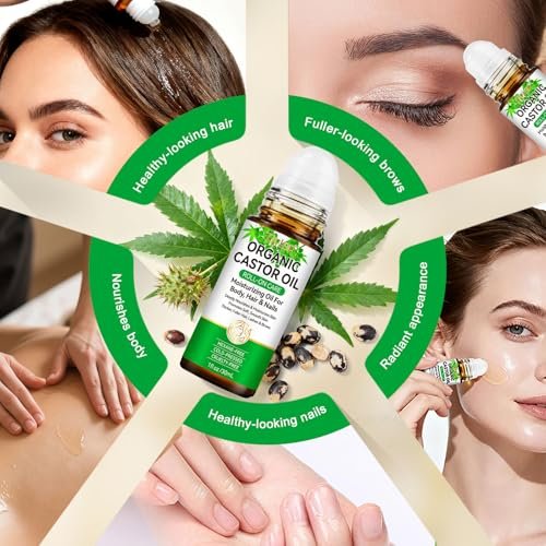 ISUNRISE Organic Castor Oil Roll On - 100% Pure, Hexane Free, Cold Pressed, 1 fl oz - for Belly, Face, Under Eyes, Body, Skin and Hair - görsel 14