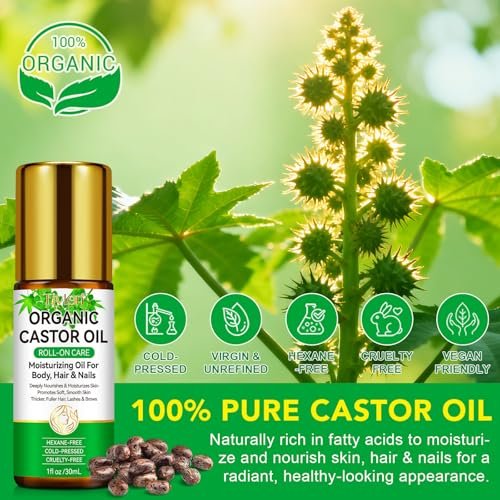 ISUNRISE Organic Castor Oil Roll On - 100% Pure, Hexane Free, Cold Pressed, 1 fl oz - for Belly, Face, Under Eyes, Body, Skin and Hair - görsel 4