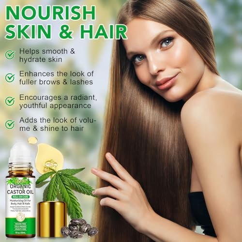ISUNRISE Organic Castor Oil Roll On - 100% Pure, Hexane Free, Cold Pressed, 1 fl oz - for Belly, Face, Under Eyes, Body, Skin and Hair - görsel 6