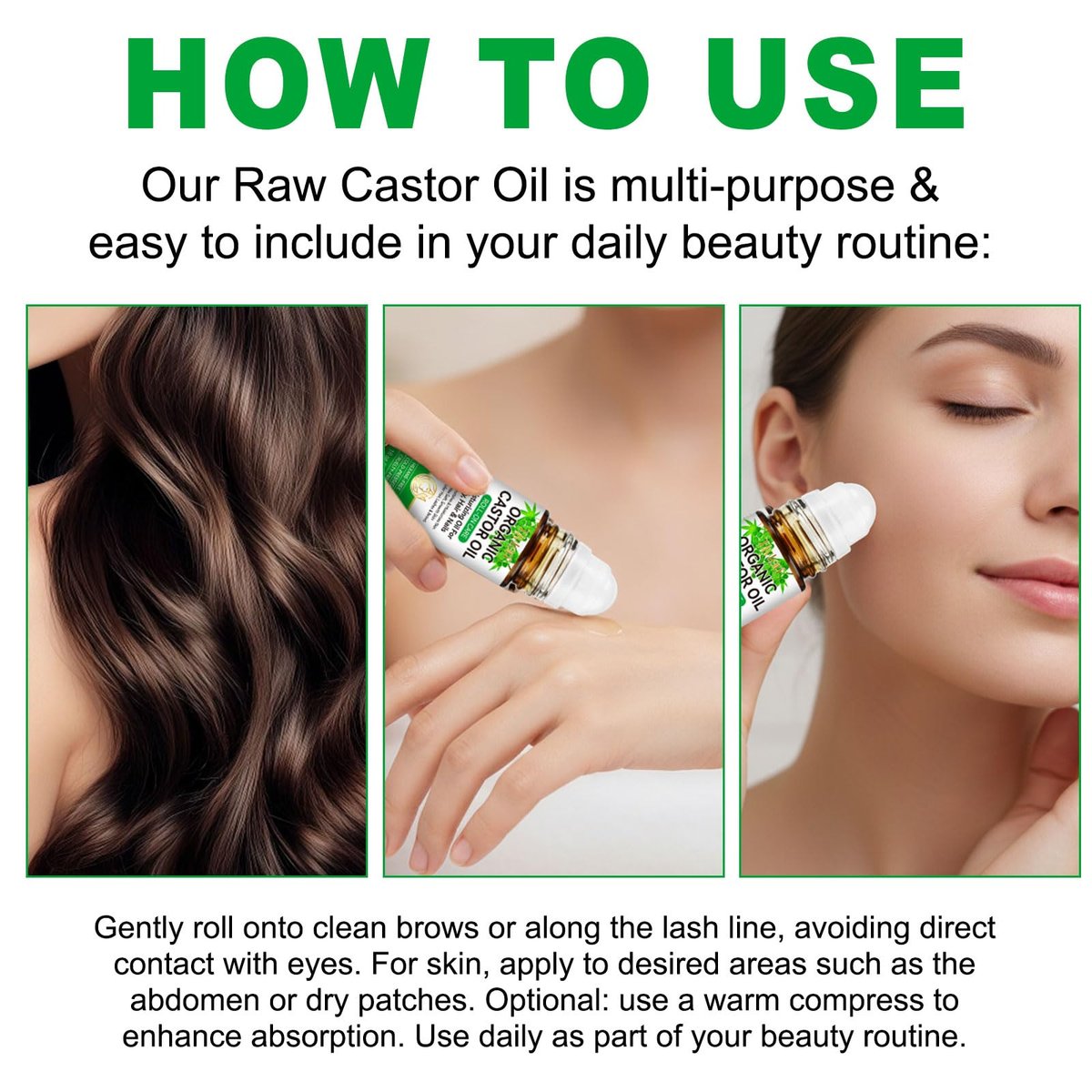 ISUNRISE Organic Castor Oil Roll On - 100% Pure, Hexane Free, Cold Pressed, 1 fl oz - for Belly, Face, Under Eyes, Body, Skin and Hair - görsel 11
