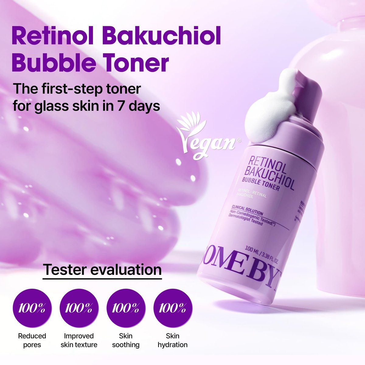 SOME BY MI Retinol Bakuchiol Bubble Toner – 3.4oz (100ml) – Korean Retinol Face Toner for Glass Skin – Hydration, Radiance & Calming Care with Hyaluronic Acid, Centella & Niacinamide - görsel 4