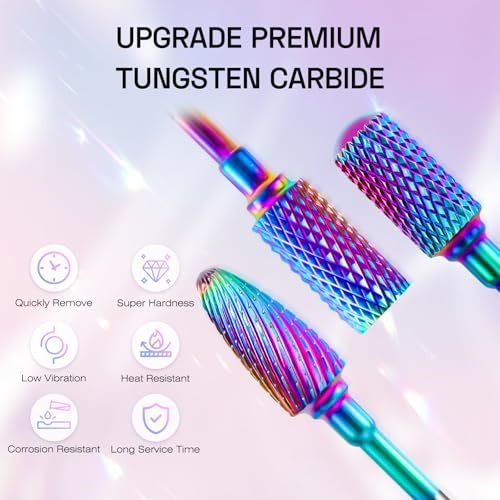 METHELIX 7-Piece Carbide Nail Drill Bits Set: Tungsten Diamond Efile Bits with 75 Sanding Bands for Acrylic, Gel, Cuticle Removal – Manicure & Pedicure - görsel 4