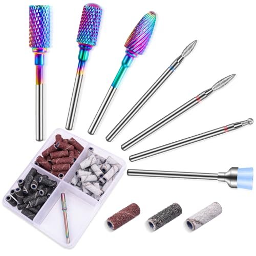 METHELIX 7-Piece Carbide Nail Drill Bits Set: Tungsten Diamond Efile Bits with 75 Sanding Bands for Acrylic, Gel, Cuticle Removal – Manicure & Pedicure - görsel 2