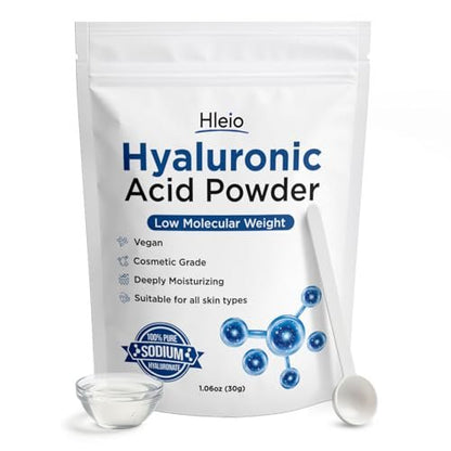 Pure Hyaluronic Acid Powder for Skin & Face - Low Molecular Weight DIY Serum, Deep Hydration, 1.06 oz
