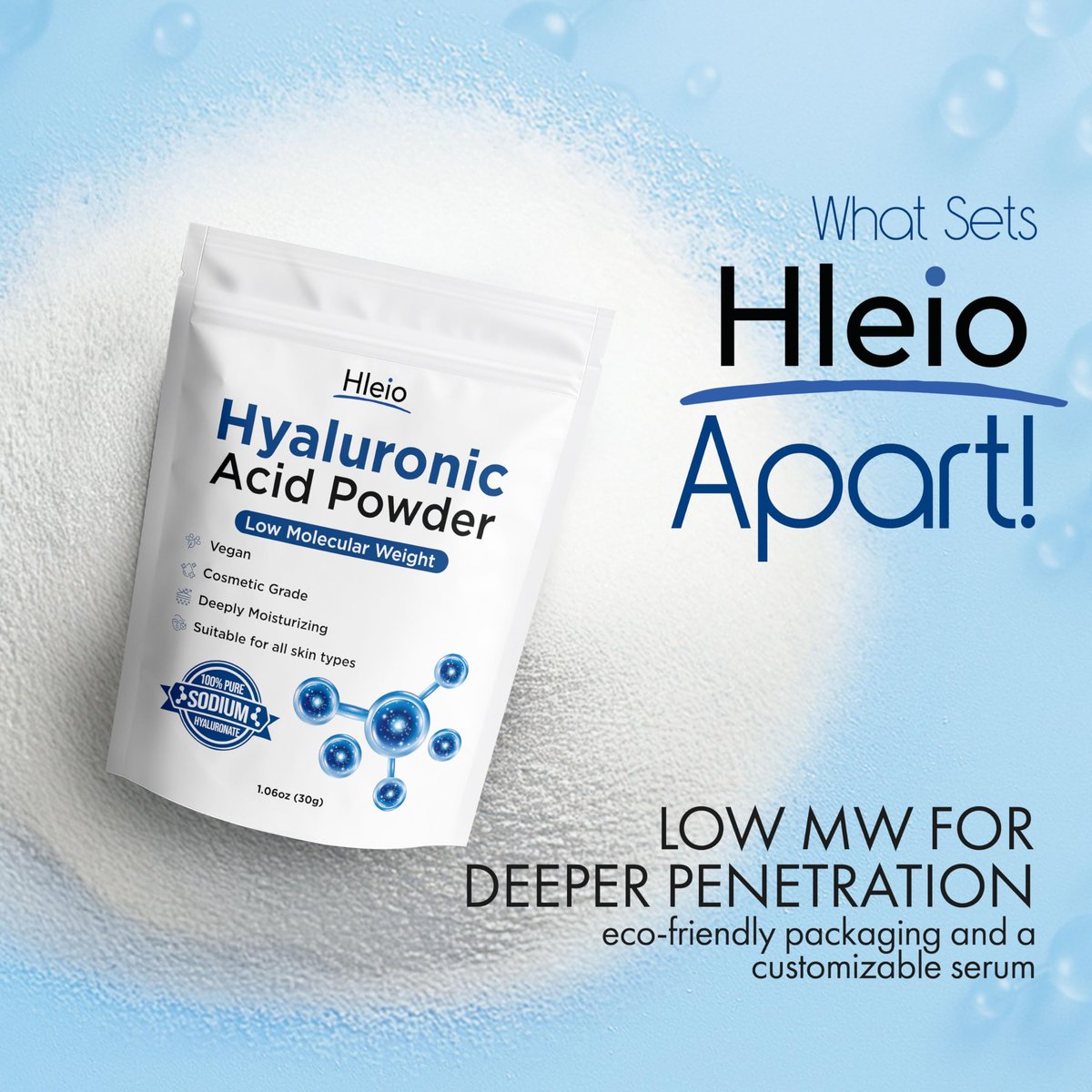Pure Hyaluronic Acid Powder for Skin & Face - Low Molecular Weight DIY Serum, Deep Hydration, 1.06 oz - görsel 7