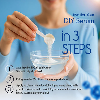 Pure Hyaluronic Acid Powder for Skin & Face - Low Molecular Weight DIY Serum, Deep Hydration, 1.06 oz