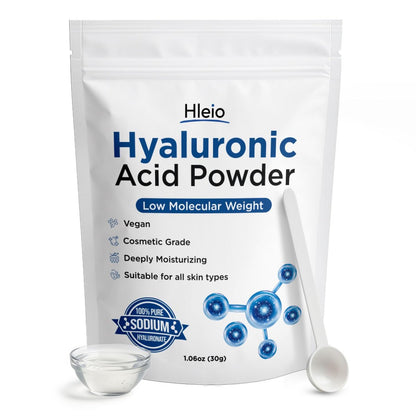 Pure Hyaluronic Acid Powder for Skin & Face - Low Molecular Weight DIY Serum, Deep Hydration, 1.06 oz