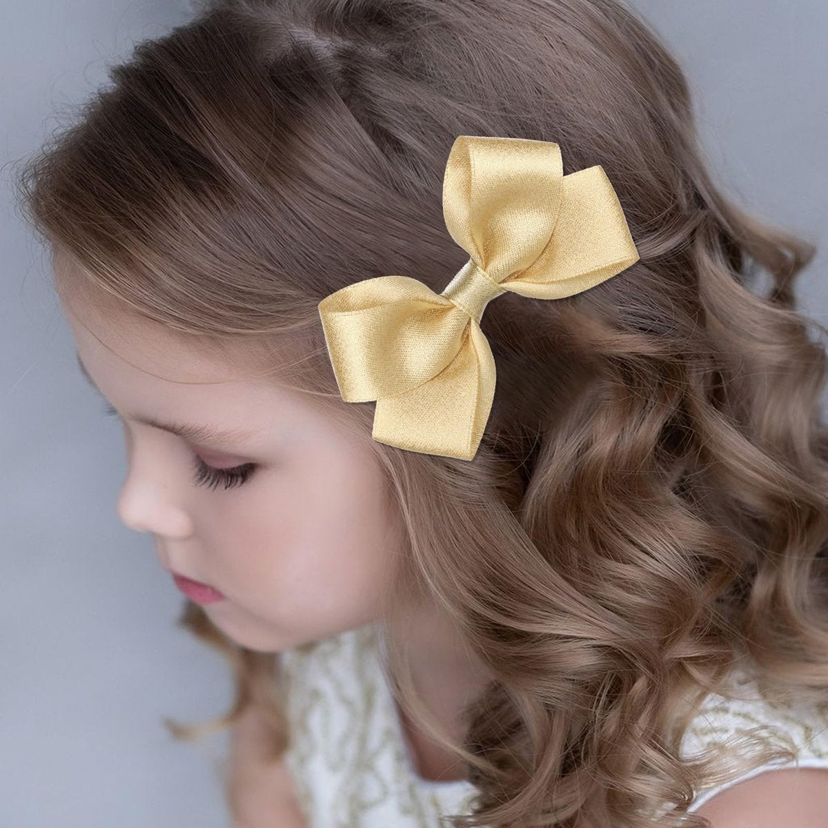 2PCS Gold Hair Bows Clips for Girls – Glitter Tiny 3 Inch Bow Alligator Clips for Little Teen Toddler Girls Kids, Sparkly Bow Barrettes for Party Wedding Christmas Prom Accessories Avelisse