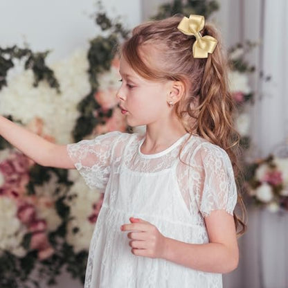 2PCS Gold Hair Bows Clips for Girls – Glitter Tiny 3 Inch Bow Alligator Clips for Little Teen Toddler Girls Kids, Sparkly Bow Barrettes for Party Wedding Christmas Prom Accessories Avelisse