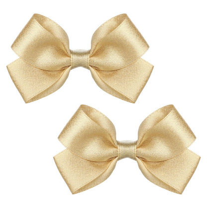 2PCS Gold Hair Bows Clips for Girls – Glitter Tiny 3 Inch Bow Alligator Clips for Little Teen Toddler Girls Kids, Sparkly Bow Barrettes for Party Wedding Christmas Prom Accessories Avelisse