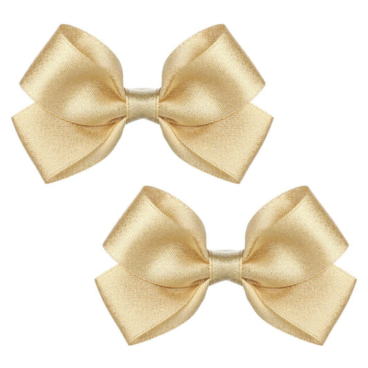 2PCS Gold Hair Bows Clips for Girls – Glitter Tiny 3 Inch Bow Alligator Clips for Little Teen Toddler Girls Kids, Sparkly Bow Barrettes for Party Wedding Christmas Prom Accessories Avelisse