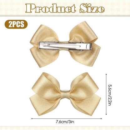 2PCS Gold Hair Bows Clips for Girls – Glitter Tiny 3 Inch Bow Alligator Clips for Little Teen Toddler Girls Kids, Sparkly Bow Barrettes for Party Wedding Christmas Prom Accessories Avelisse