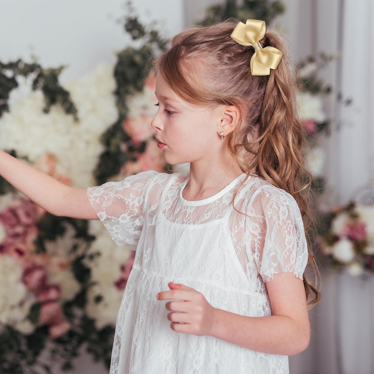 2PCS Gold Hair Bows Clips for Girls – Glitter Tiny 3 Inch Bow Alligator Clips for Little Teen Toddler Girls Kids, Sparkly Bow Barrettes for Party Wedding Christmas Prom Accessories Avelisse