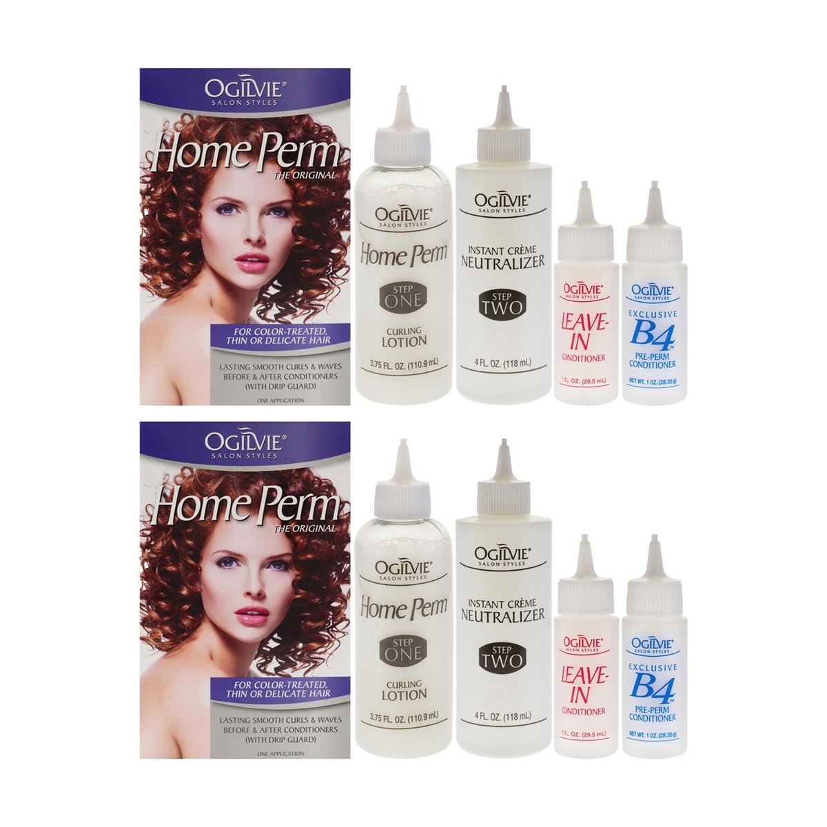 Ogilvie Salon Styles Home Perm The Original for Men & Women - Lasting Smooth Curls & Waves for Color Treated, Thin, Delicate Hair with Before & After Conditioners and Drip Guard - 2 Piece Kit Avelisse