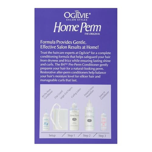 Ogilvie Salon Styles Home Perm The Original for Men & Women - Lasting Smooth Curls & Waves for Color Treated, Thin, Delicate Hair with Before & After Conditioners and Drip Guard - 2 Piece Kit Avelisse