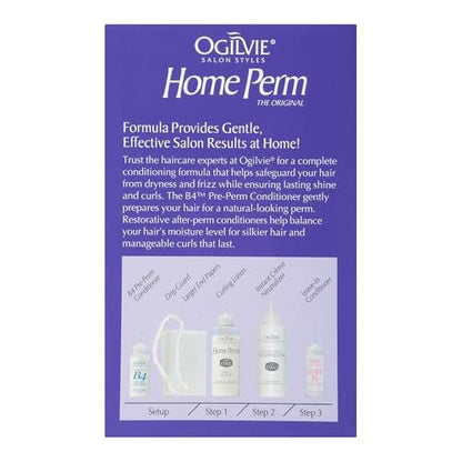 Ogilvie Salon Styles Home Perm The Original for Men & Women - Lasting Smooth Curls & Waves for Color Treated, Thin, Delicate Hair with Before & After Conditioners and Drip Guard - 2 Piece Kit Avelisse