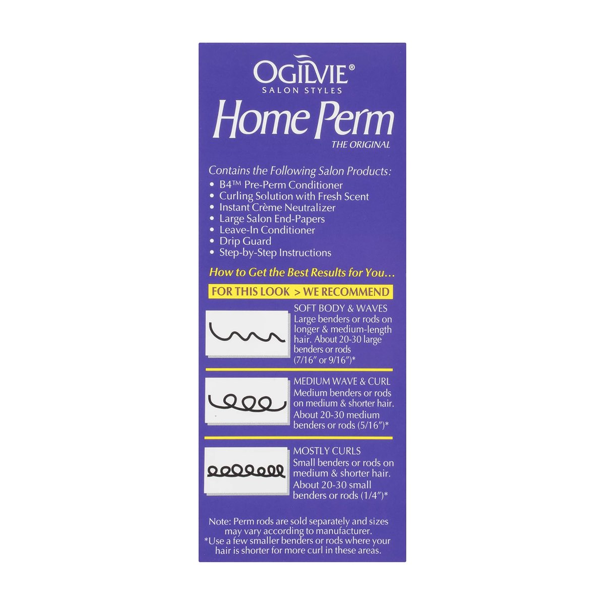 Ogilvie Salon Styles Home Perm The Original for Men & Women - Lasting Smooth Curls & Waves for Color Treated, Thin, Delicate Hair with Before & After Conditioners and Drip Guard - 2 Piece Kit Avelisse