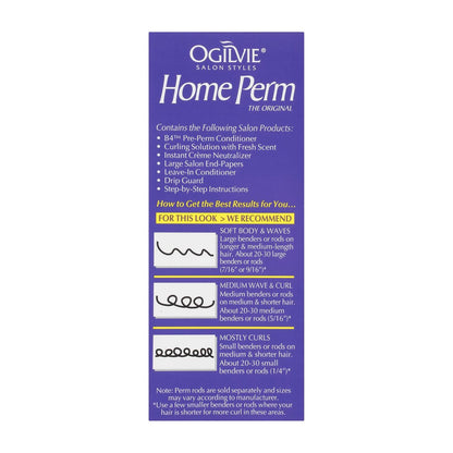 Ogilvie Salon Styles Home Perm The Original for Men & Women - Lasting Smooth Curls & Waves for Color Treated, Thin, Delicate Hair with Before & After Conditioners and Drip Guard - 2 Piece Kit Avelisse