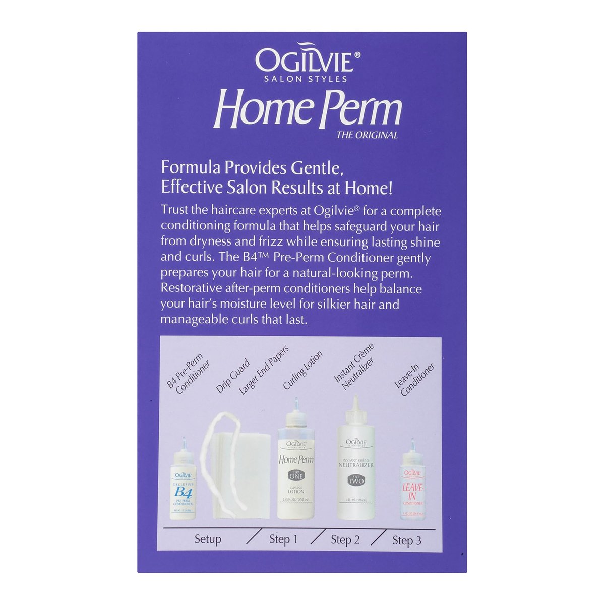 Ogilvie Salon Styles Home Perm The Original for Men & Women - Lasting Smooth Curls & Waves for Color Treated, Thin, Delicate Hair with Before & After Conditioners and Drip Guard - 2 Piece Kit Avelisse