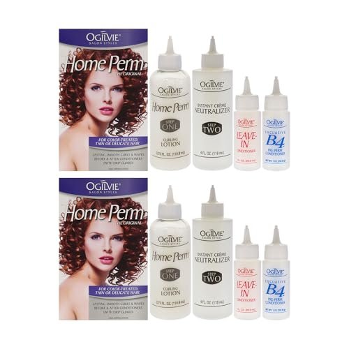 Ogilvie Salon Styles Home Perm The Original for Men & Women - Lasting Smooth Curls & Waves for Color Treated, Thin, Delicate Hair with Before & After Conditioners and Drip Guard - 2 Piece Kit Avelisse