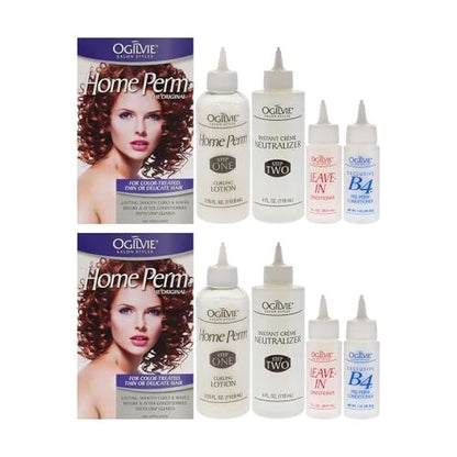 Ogilvie Salon Styles Home Perm The Original for Men & Women - Lasting Smooth Curls & Waves for Color Treated, Thin, Delicate Hair with Before & After Conditioners and Drip Guard - 2 Piece Kit Avelisse