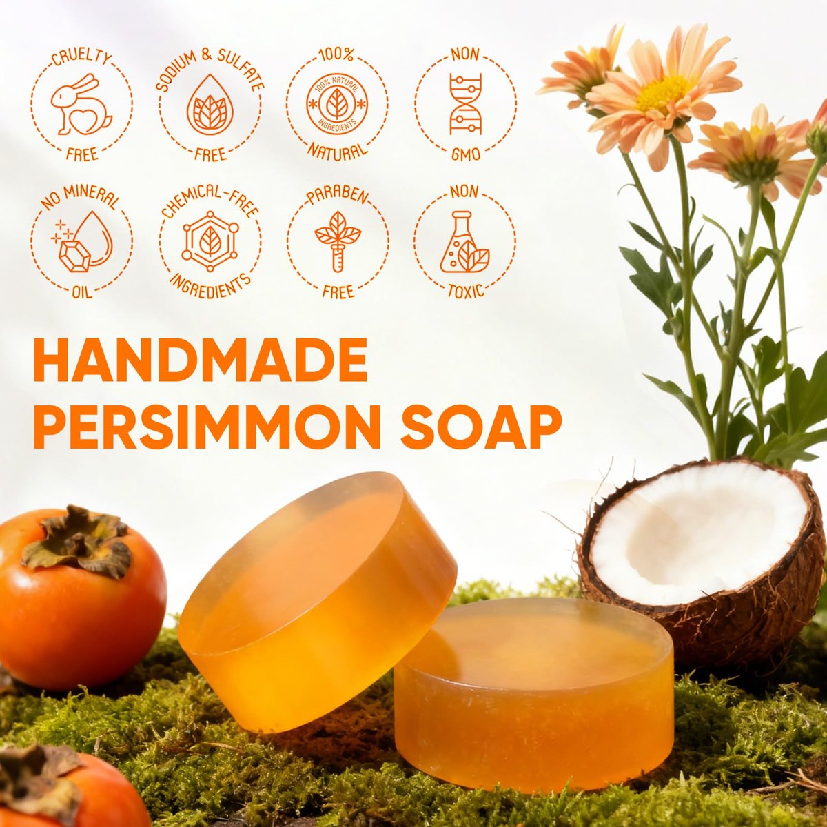 2 PCS Natural Persimmon Soap Bar for Body Odor Control - Organic Body Wash Soap for Old People Smell, Deodorant Soap for Skin Cleansing, Gentle on All Skin Types - görsel 11