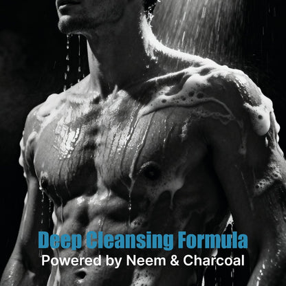 Skin Elements 2-in-1 Body Wash & Intimate Wash for Men - Deep Cleansing Shower Gel with Activated Charcoal & Neem Extracts, Controls Odor, All Skin Types, 16.9 fl oz Avelisse