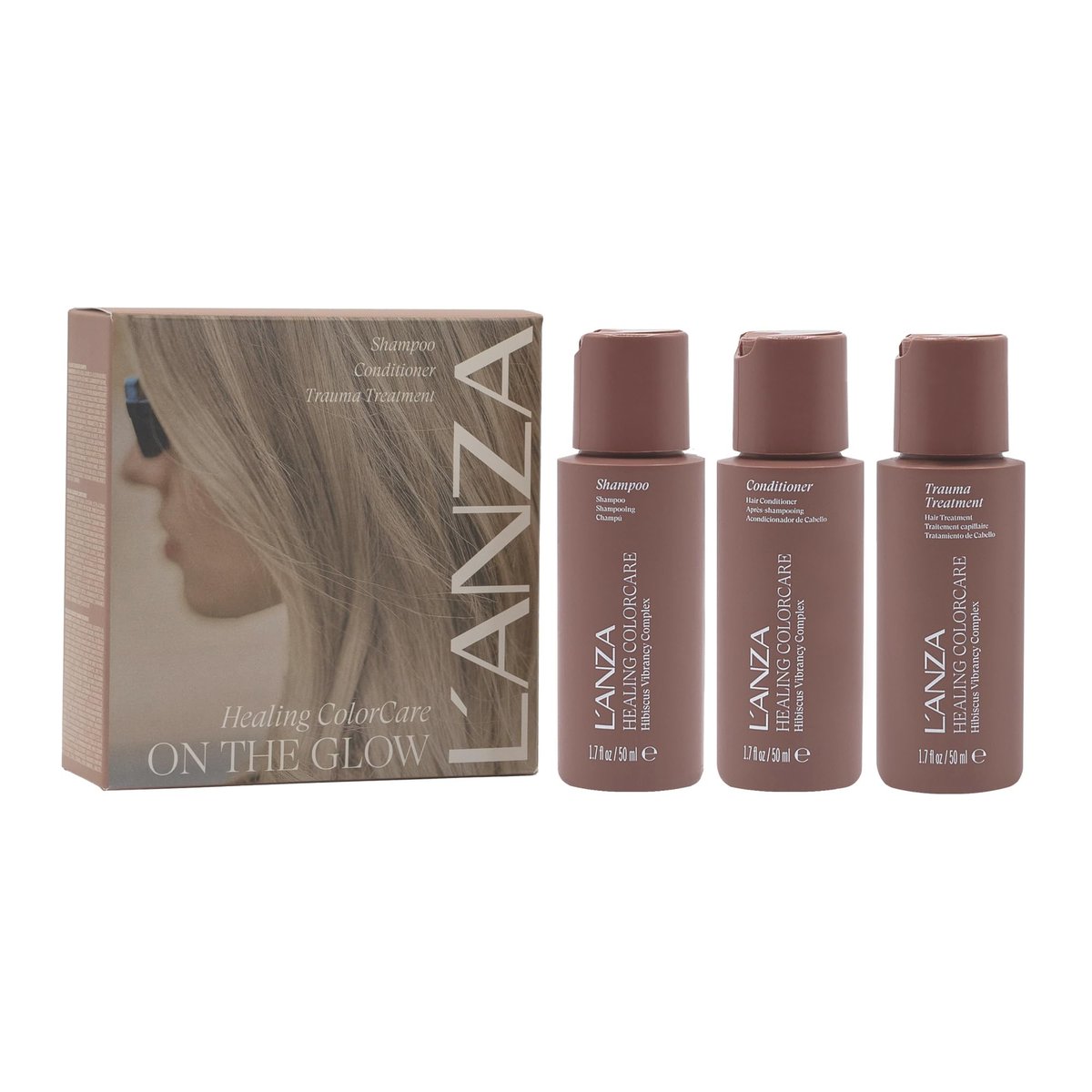 L'ANZA Healing Colorcare Mini Hair Care Kit - Color-Safe Shampoo, Conditioner & Trauma Treatment Leave-In for Dry, Damaged or Treated Hair - Anti-Fade Formula Avelisse