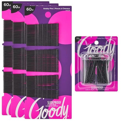 Goody 255-Piece Black Bobby Pin Kit with Magnetic Holder – Ultra-Strong All-Day Hold for All Hair Types