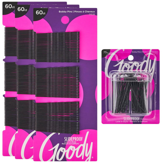 Goody 255-Piece Black Bobby Pin Kit with Magnetic Holder – Ultra-Strong All-Day Hold for All Hair Types