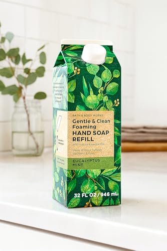 Bath & Body Works Eucalyptus Mint Gentle & Clean Foaming Hand Soap Refill - 32 fl oz / 946 ml - Refreshing Aromatherapy Scent with Essential Oils Avelisse