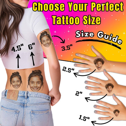 Party Pack Custom Temporary Tattoos with Your Face – Funny Personalized Fake Tattoos for Parties, Weddings & Events | Made in USA Avelisse