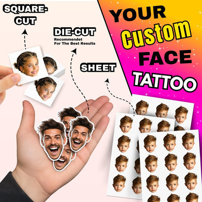 Party Pack Custom Temporary Tattoos with Your Face – Funny Personalized Fake Tattoos for Parties, Weddings & Events | Made in USA Avelisse