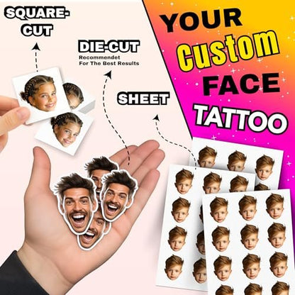 Party Pack Custom Temporary Tattoos with Your Face – Funny Personalized Fake Tattoos for Parties, Weddings & Events | Made in USA Avelisse