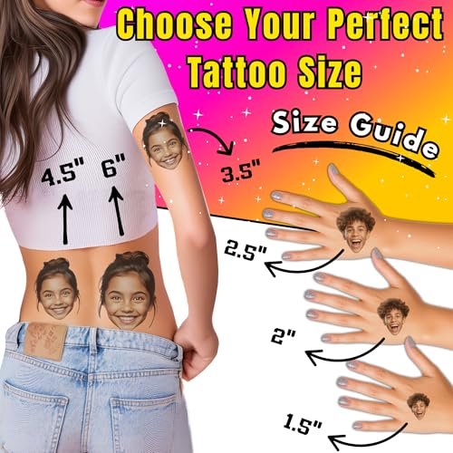 Party Pack Custom Temporary Tattoos with Your Face – Funny Personalized Fake Tattoos for Parties, Weddings & Events | Made in USA Avelisse