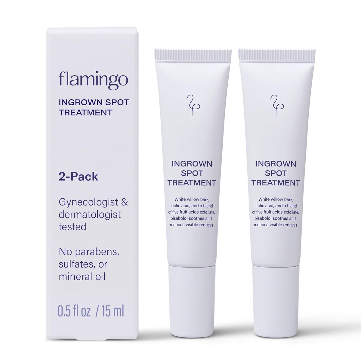 Flamingo Ingrown Hair Treatment & Spot Treatment Applicator (2-Pack, 0.5 FL OZ Each) – Dermatologist & Gynecologist Tested Avelisse
