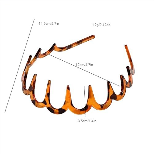 BQMSVE 3-Pack U-Shape Fashion Tooth Hair Comb Headband for Women - High Cranium Design (Amber, Black, Grey) - görsel 4