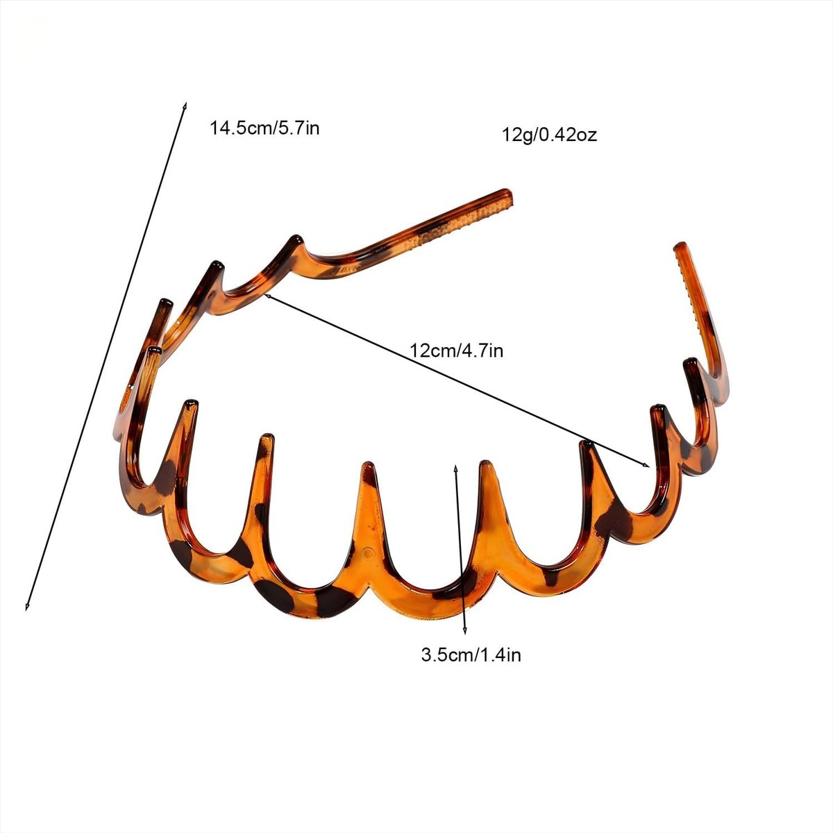 BQMSVE 3-Pack U-Shape Fashion Tooth Hair Comb Headband for Women - High Cranium Design (Amber, Black, Grey) - görsel 3
