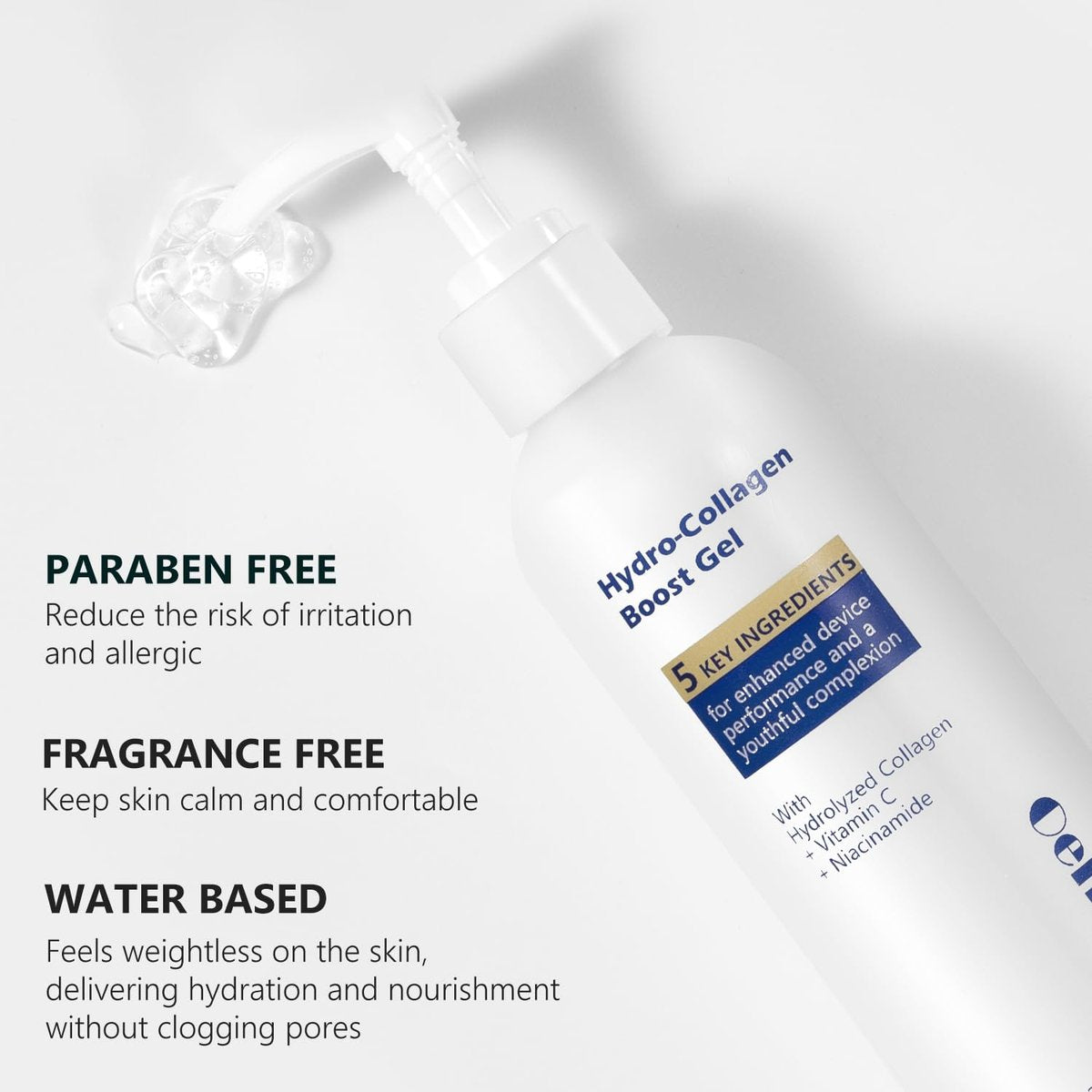 Oeneis Hydro-Collagen Boost Gel – Conductive Gel with Hydrolyzed Collagen, Niacinamide & Hyaluronic Acid for Microcurrent & RF Facial Treatments, Fragrance-Free, Paraben-Free, 7.05 oz - görsel 9