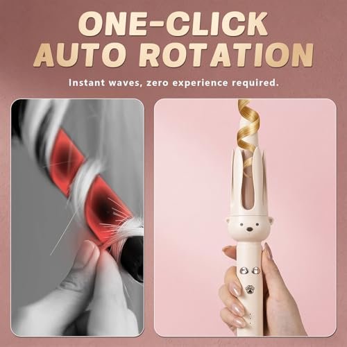 PretiHom Automatic Rotating Curling Iron - 1.1 Inch (28mm) Curling Wand for Beach Waves, Anti-Scald, Anti-Tangle, Ceramic Coating, Dual Voltage, Hair Curler for Women, All Hair Types - görsel 11