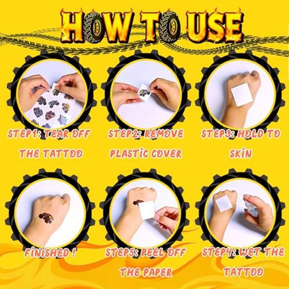 120 PCS Monster Truck Pre-Cut Temporary Tattoos for Kids | Monster Truck Themed Birthday Party Favors, Decorations, Supplies
