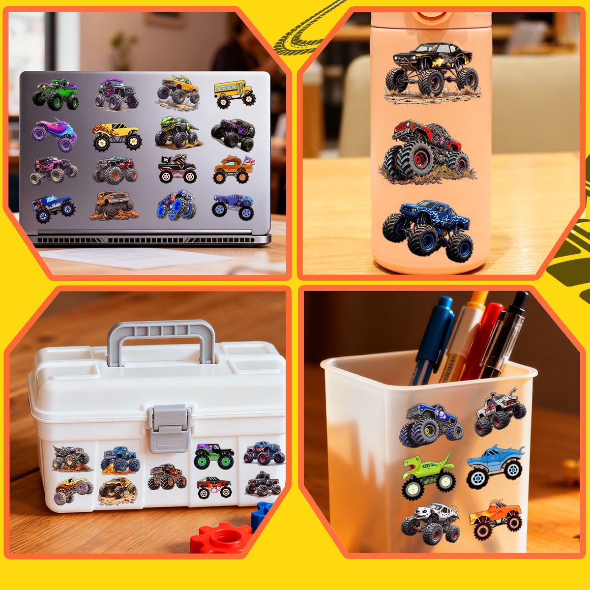 120 PCS Monster Truck Pre-Cut Temporary Tattoos for Kids | Monster Truck Themed Birthday Party Favors, Decorations, Supplies - görsel 13