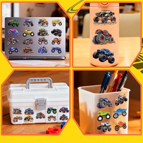 120 PCS Monster Truck Pre-Cut Temporary Tattoos for Kids | Monster Truck Themed Birthday Party Favors, Decorations, Supplies - görsel 14