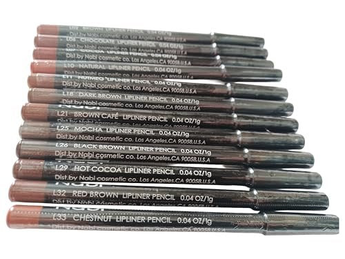 12-Piece Brown Tone Lip Liner Pencil Set - Assorted Shades for Perfect Lips - görsel 6