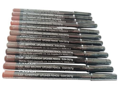 12-Piece Brown Tone Lip Liner Pencil Set - Assorted Shades for Perfect Lips