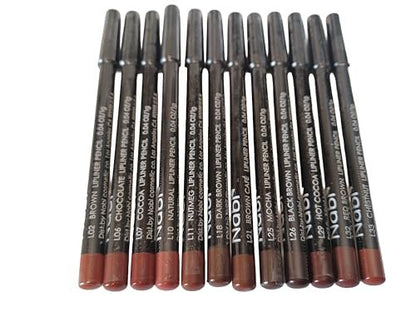 12-Piece Brown Tone Lip Liner Pencil Set - Assorted Shades for Perfect Lips