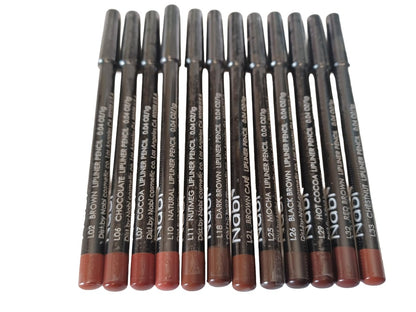 12-Piece Brown Tone Lip Liner Pencil Set - Assorted Shades for Perfect Lips