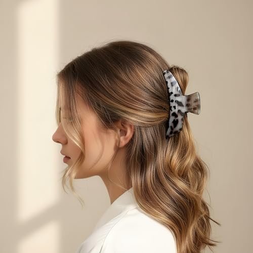 KANXINR 5Pcs Large Hair Claw Clips - Leopard Print & Transparent Non-Slip Jaw Clips for Women, Plastic Resin Strong Grip Hair Accessories for Medium Thick Long Hair Daily Party Use - görsel 18