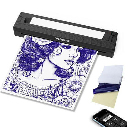 INKLESSPRINT Tattoo Stencil Printer Machine – Portable Transfer Printer for Tattoo Artists & Enthusiasts, Supports Smartphone & PC (Android, iOS, Windows, Mac) Avelisse
