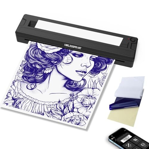 INKLESSPRINT Tattoo Stencil Printer Machine – Portable Transfer Printer for Tattoo Artists & Enthusiasts, Supports Smartphone & PC (Android, iOS, Windows, Mac) Avelisse